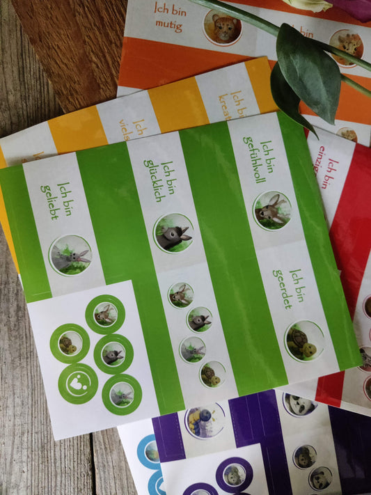 Aufkleber Set für RollOns - passend zu den Affirmationskarten für Kinder