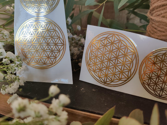 Goldene Aufkleber „Blume des Lebens“ – stylisch, robust & vielseitig