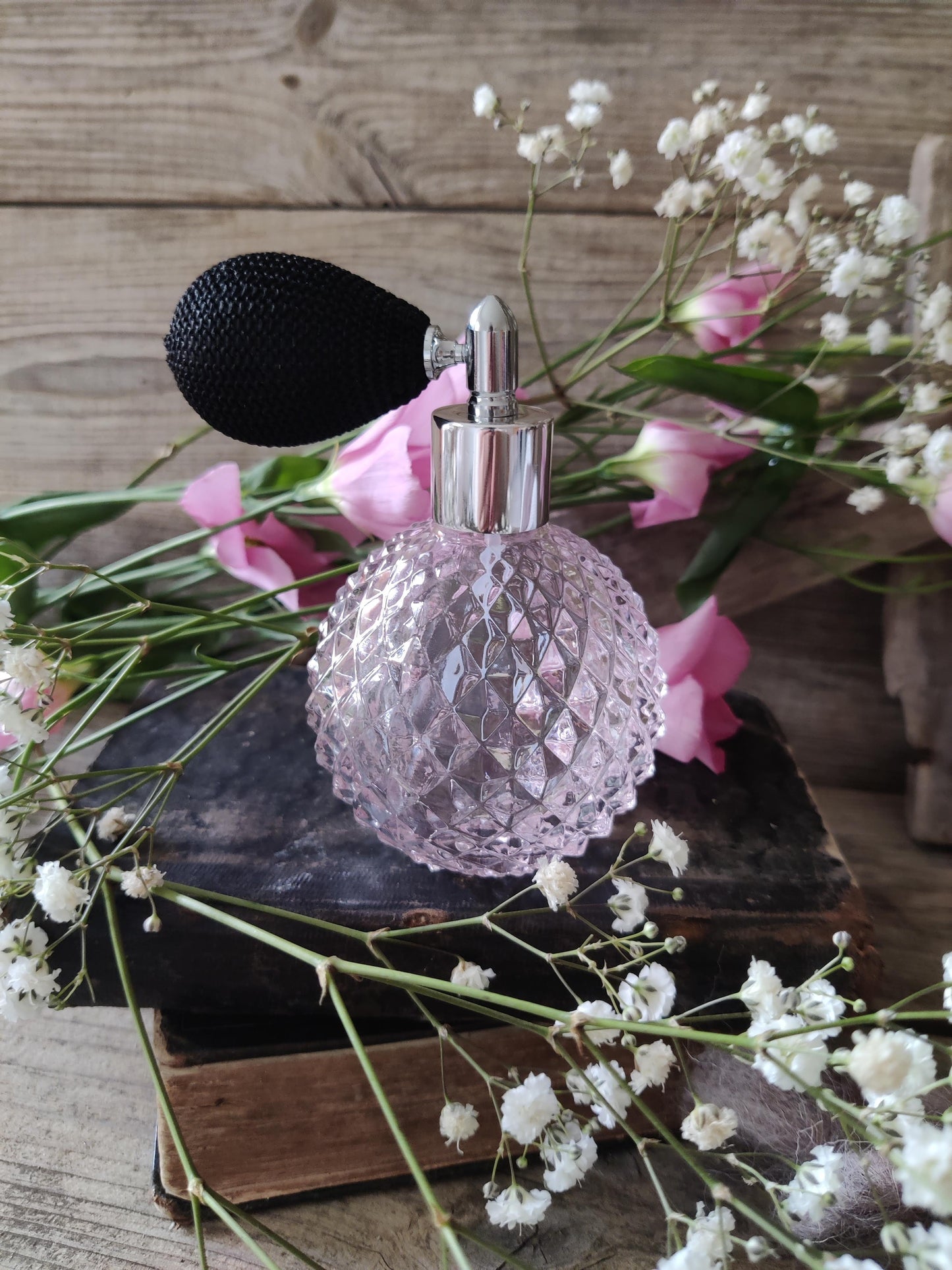 Kristallglas Sprühflasche "Crystal Rose" - Vintage in rosé