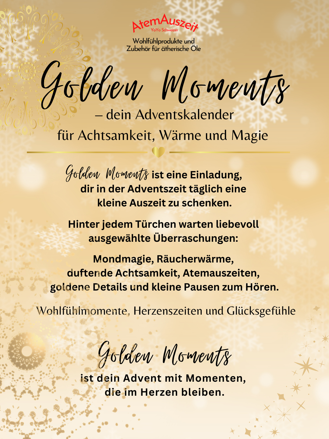 Golden Moments – Dein Adventskalender für Achtsamkeit, Wärme und Magie