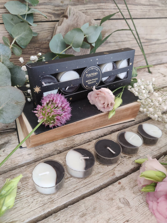 Mondphasen-Teelichter – Set mit 5 Kerzen