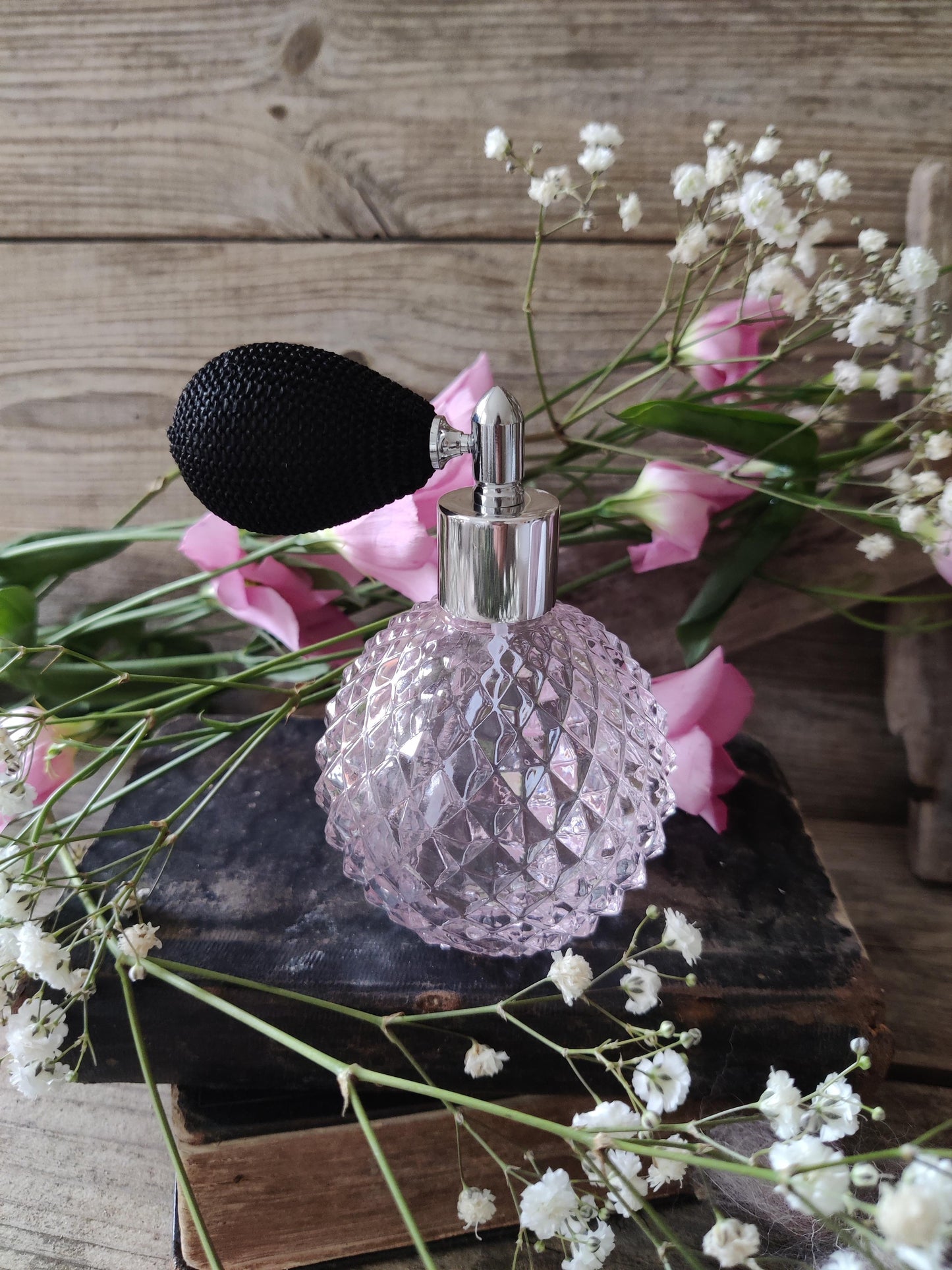 Kristallglas Sprühflasche "Crystal Rose" - Vintage in rosé