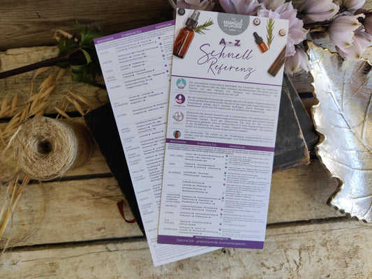 A–Z Karte: Schnelle Tipps für 50 Beschwerden mit ätherischen Ölen