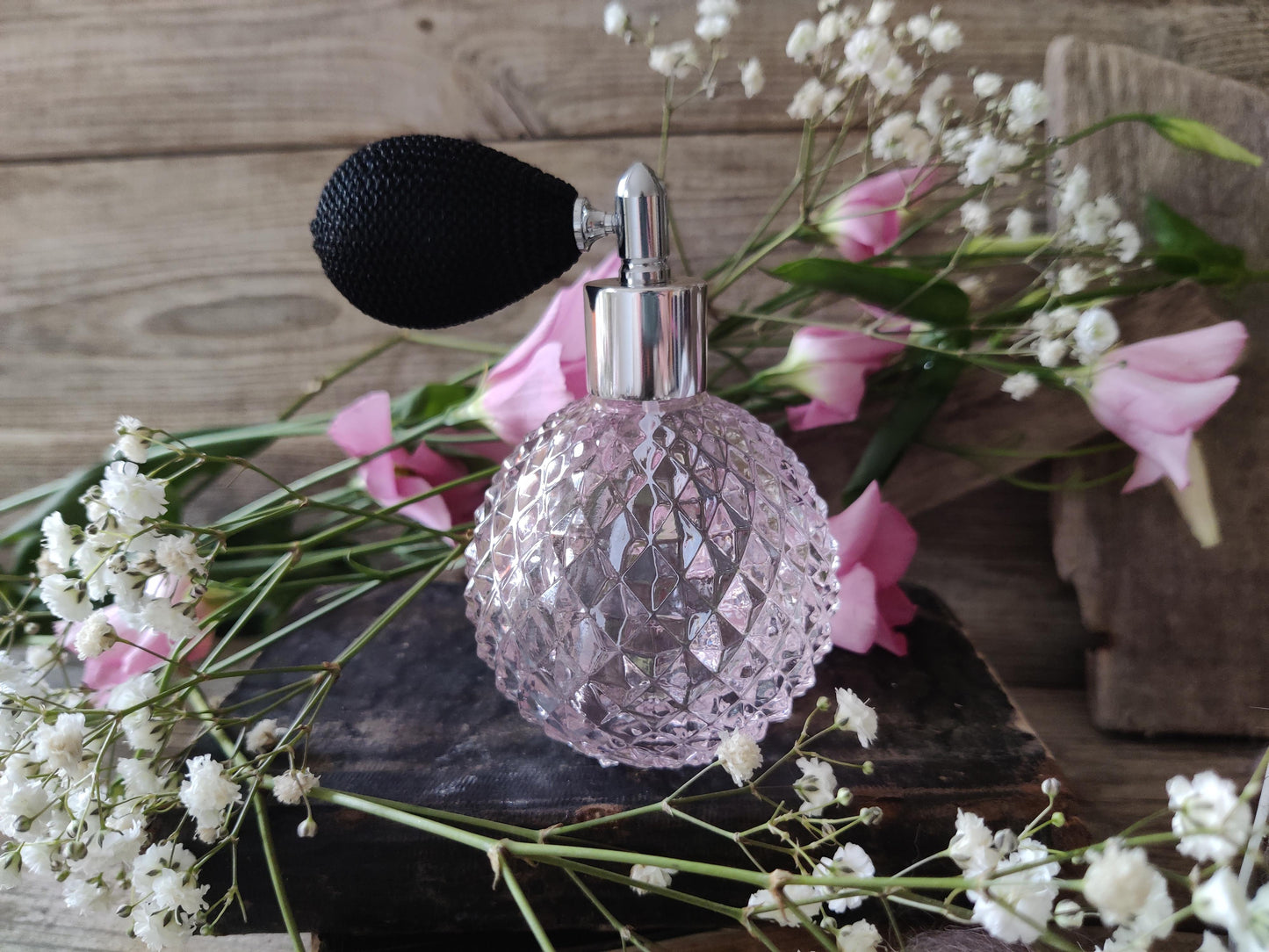 Kristallglas Sprühflasche "Crystal Rose" - Vintage in rosé