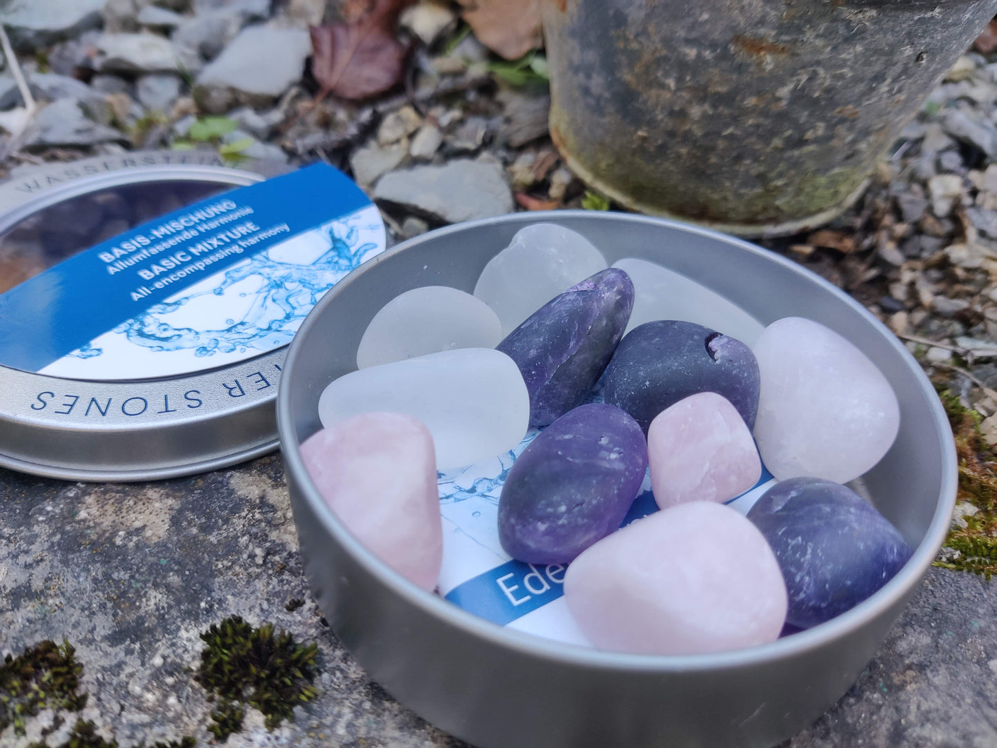 Edelstein- Wasser I Wassersteine: Basis Mischung - Amethyst, Bergkristall, Rosenquarz