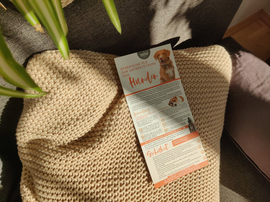 Aromatherapie für Hunde – Kompakte Info-Karte zur sicheren Anwendung ätherischer Öle