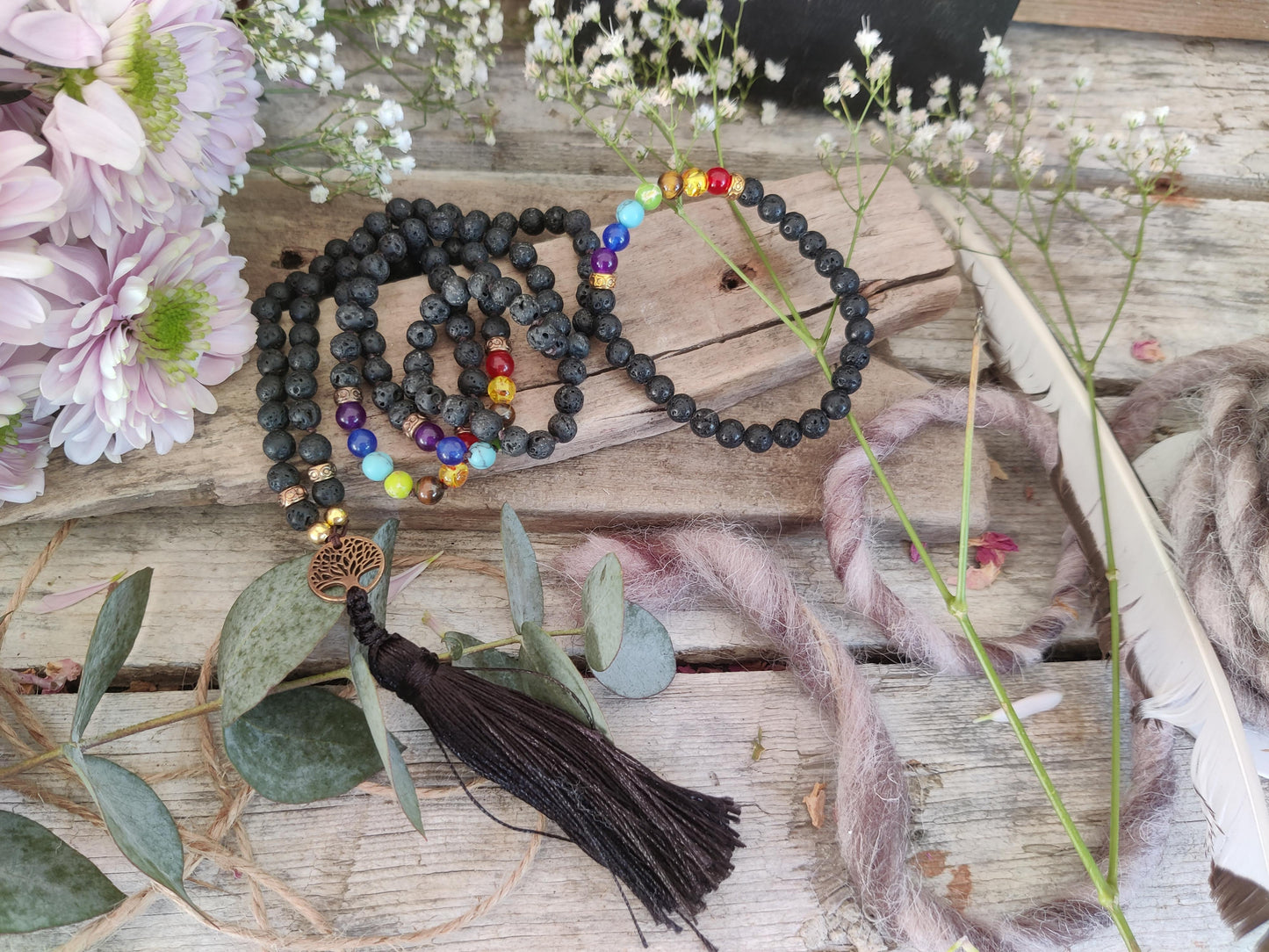 Shine Within – Chakra-Kette & Armband mit Lebensbaum & elastischem Tragekomfort
