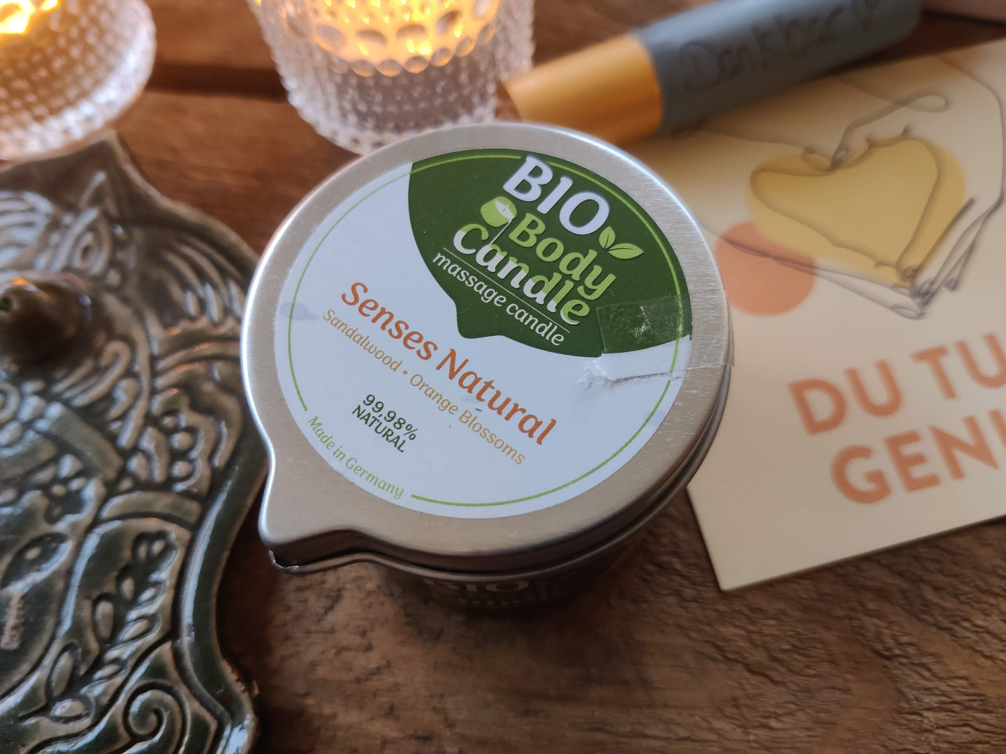 BIO Massagekerze Sandelholz & Orangenblüte