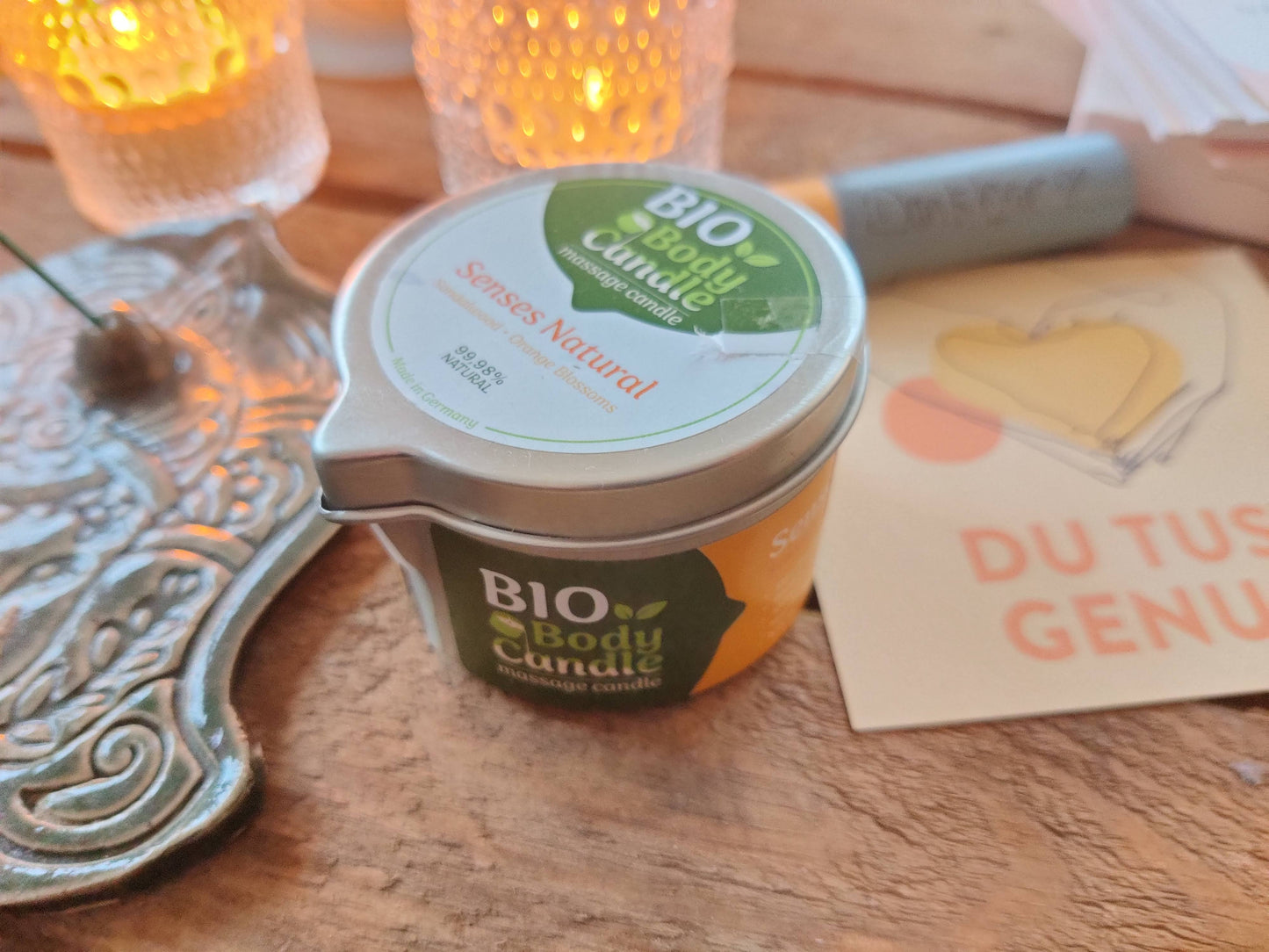 BIO Massagekerze Sandelholz & Orangenblüte