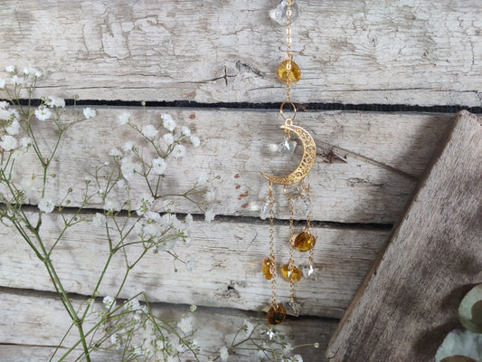 Sonnenfänger „Goldener Ornament-Mond“ – Warme Lichtmagie