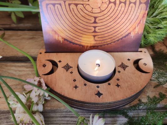 Kartenhalter Mondphasen aus Holz – Für deine Orakel- und Tarotkarten