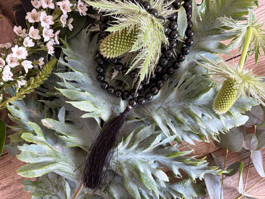 Mala-Kette Schwarzer Achat – 108 Perlen für innere Stärke & Erdung
