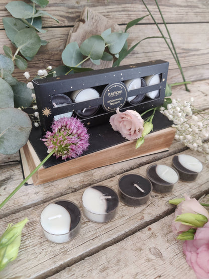 Mondphasen-Teelichter – Set mit 5 Kerzen
