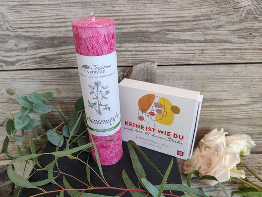 Für deine starke Mama – Muttertags-Set mit Kartenbox & Kerze „Lebensenergie“
