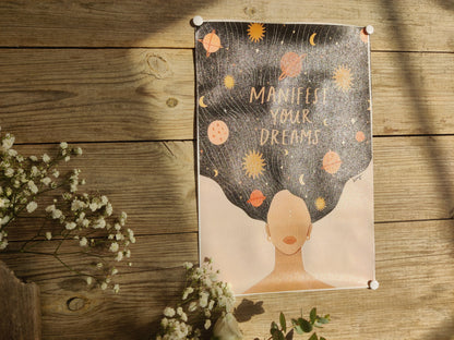 Kleines Poster „Manifest Your Dreams“