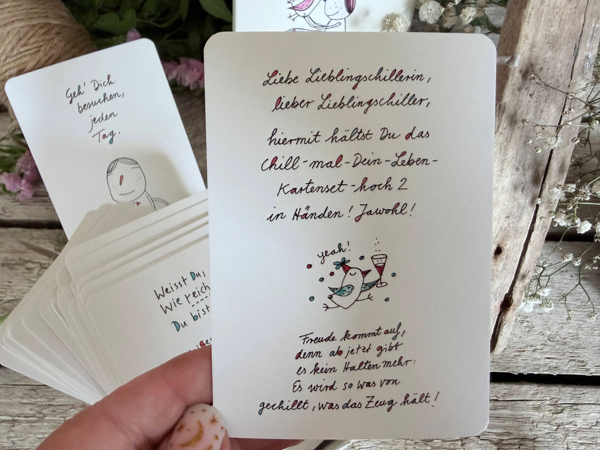 Kartenset: Chill mal Dein Leben hoch 2 von Karindrawings