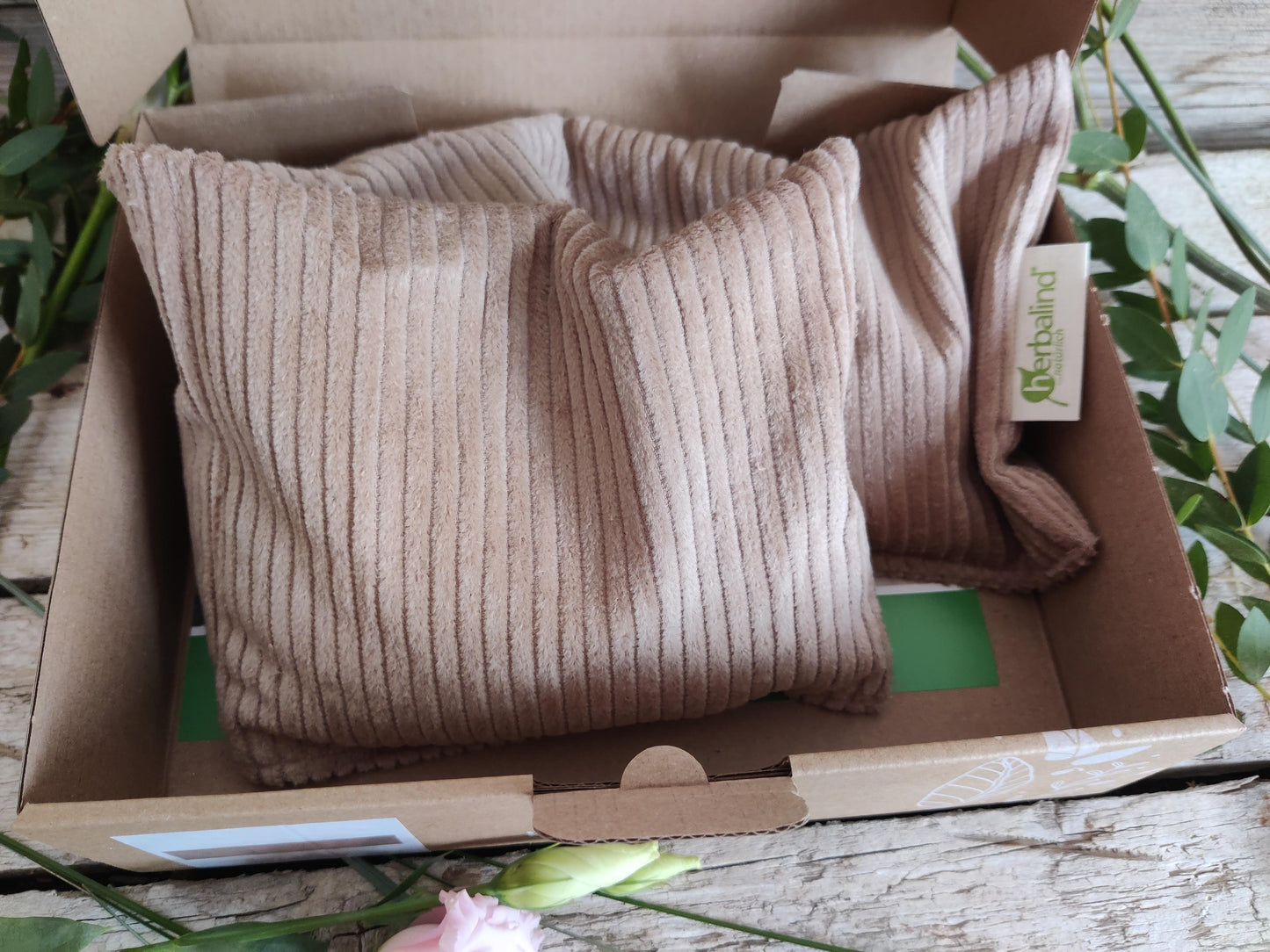 Wärme Körnerkissen in cozy Cord Camel (50 x 15 cm)