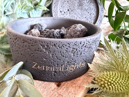 Lavastein Passiv Diffuser von Zenara Lights (inkl. 5 ml doTERRA Wild Orange)
