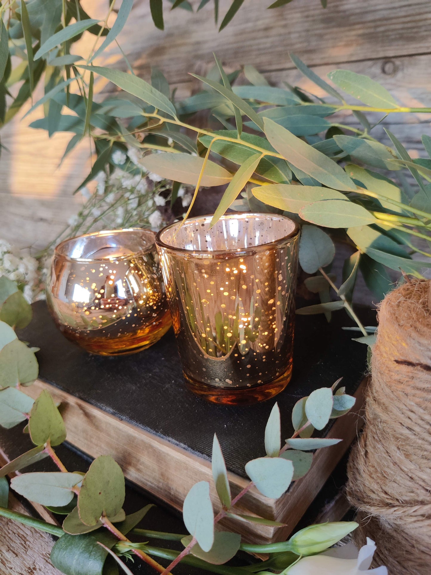 Goldenes Teelichtglas „Sternenzauber“