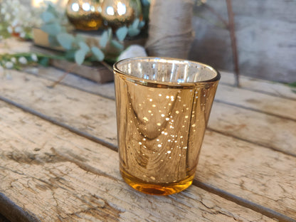 Goldenes Teelichtglas „Sternenzauber“