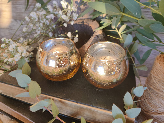 Goldenes Teelichtglas „Sternenzauber“