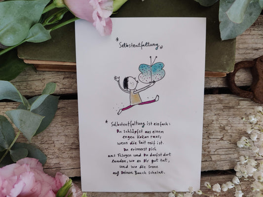 Kunstkarte „Selbstentfaltung“ – von karindrawings