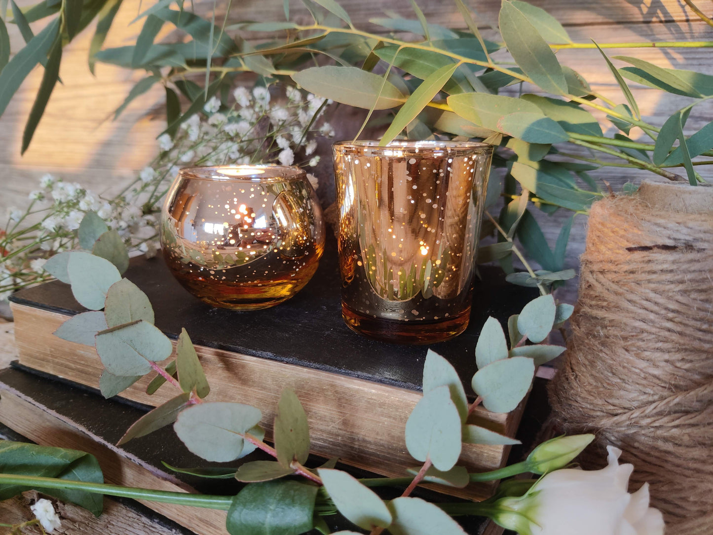 Goldenes Teelichtglas „Sternenzauber“