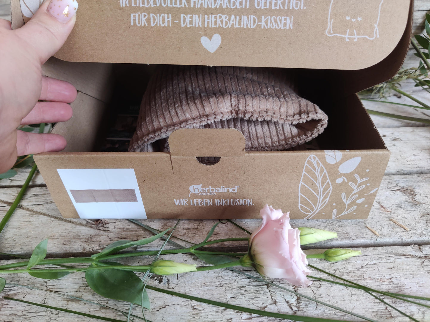 Wärme Körnerkissen in cozy Cord Camel (50 x 15 cm)