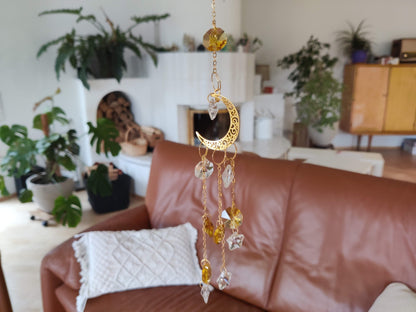 Sonnenfänger „Goldener Ornament-Mond“ – Warme Lichtmagie