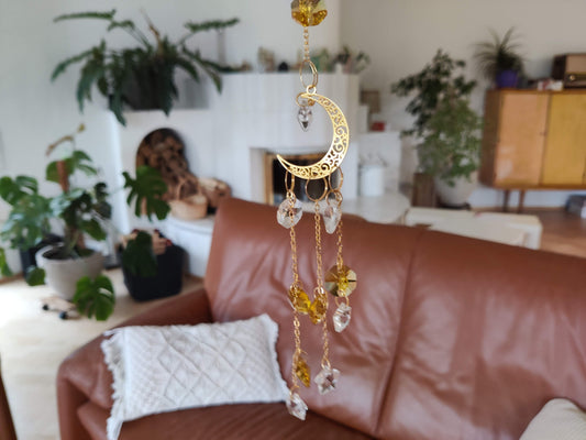 Sonnenfänger „Goldener Ornament-Mond“ – Warme Lichtmagie